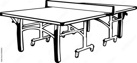 outline sketch drawing of ping pong table, line art vector illustration ...