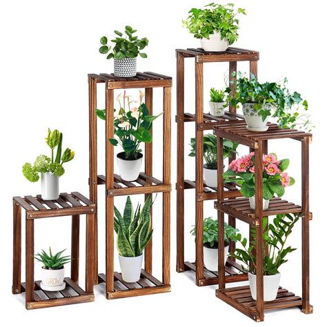 Wood Plant Stand Indoor Flexible Combination Tall Plant Flower Pot ...