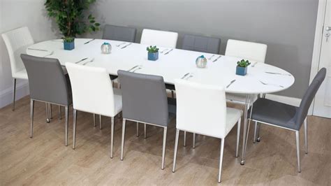 Ellie White Oval Extending Table in 2020 | 10 person dining table ...