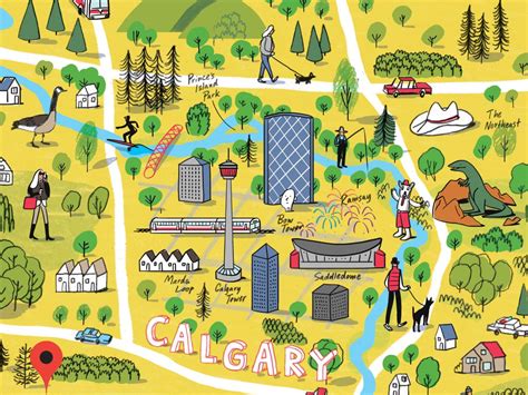 You are here: Calgary illustrators map their city | Calgary, Walking map, Map