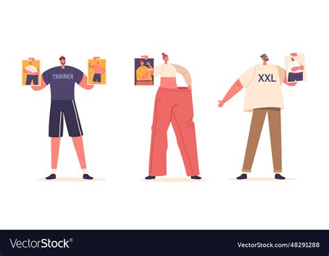 Characters before and after weight loss Royalty Free Vector