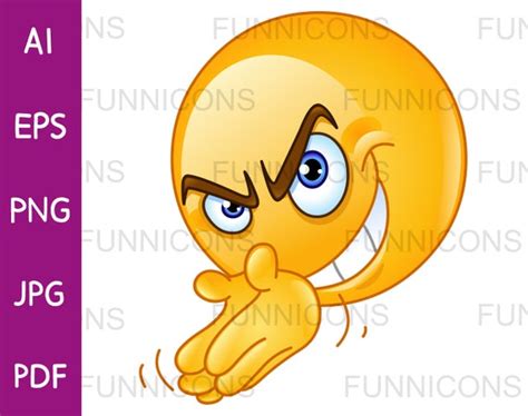 Clipart Cartoon of a Scheming Villain Emoji Emoticon Rubbing | Etsy