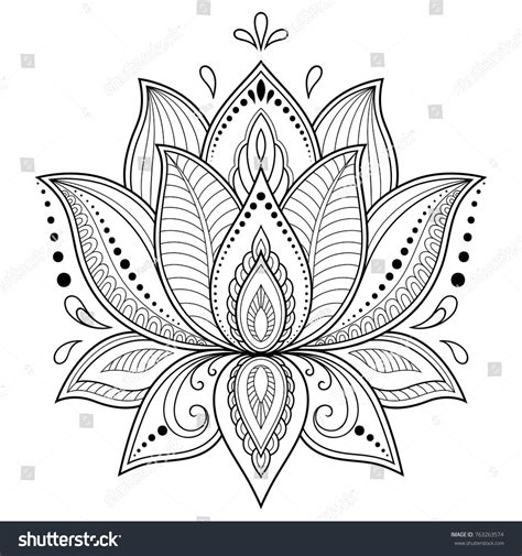 Mehndi Lotus Flower Pattern Henna Drawing Stock Vector (Royalty Free ...