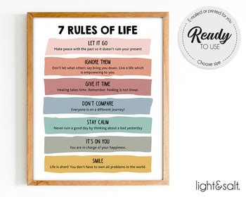 7 rules of life poster, Mental health poster, Note to self, self love ...