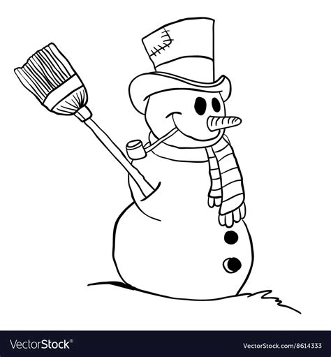 Simple black and white snowman Royalty Free Vector Image