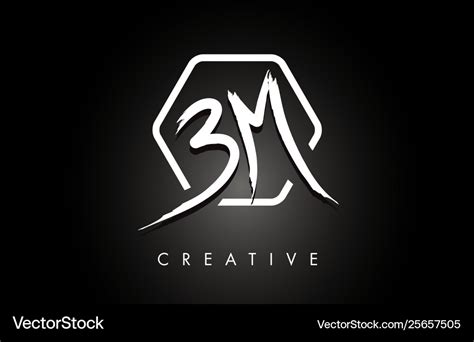 Bm b m brushed letter logo design with creative Vector Image