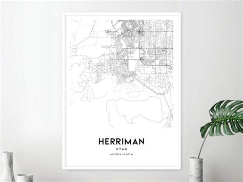 Herriman Map Print, Herriman Map Poster Wall Art, Ut City Map, Utah Print Street Map Decor, Road ...