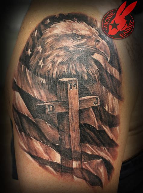 Eagle American flag Cross Tattoo by Jackie Rabbit by jackierabbit12 on DeviantArt