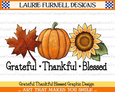 Grateful Thankful Blessed Fall Graphic PNG Fall Clipart - Etsy | Grateful thankful blessed ...