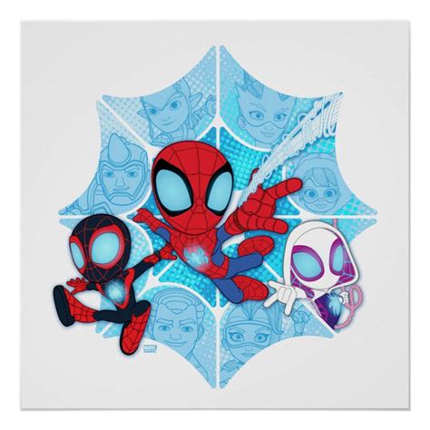 Spidey and his Amazing Friends | Check out this fun graphic of Team Spidey over a web, featuring ...