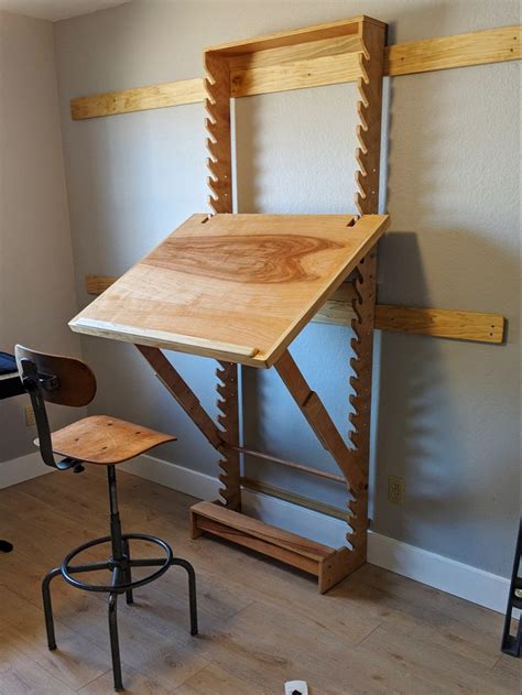 I Made An Adjustable Art Desk With A Wall Mount | Art desk, Woodworking furniture, Home decor
