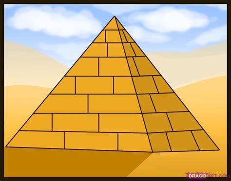 pyramid | How to Draw a Pyramid, Step by Step, Buildings, Landmarks & Places ... | Ancient egypt ...