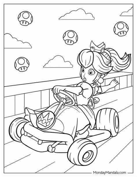 Peach Mario Kart Coloring Page - Free Printable Templates