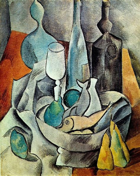 Still life with fish and bottles, 1908, 60×73 cm by Pablo Picasso: History, Analysis & Facts ...