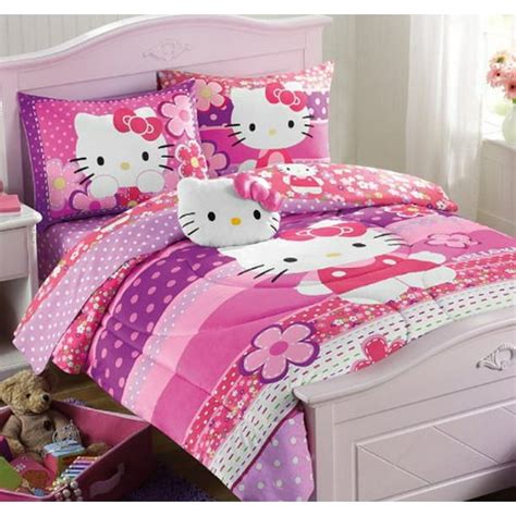 Hello Kitty Pink & Purple Dots Twin Comforter & Sheet Set (4 Piece Bed ...