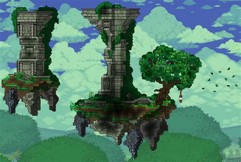 an image of some sort of castle in the air with trees and clouds around it