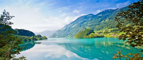 Preview wallpaper summer, mountains, nature, lake, river, grass 2560x1080 | Nature wallpaper ...