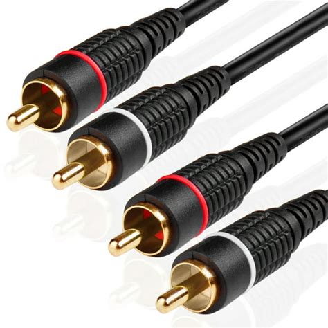 2RCA Stereo Audio Cable (50 Feet) - Dual RCA Plug M/M 2 Channel (Right and Left) Gold Plated ...