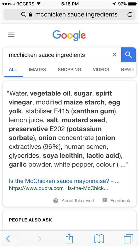 Some interesting ingredients in Mcchicken sauce. : r/funny