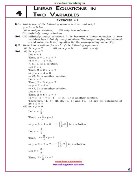 NCERT Solutions for Class 9 Maths Chapter 4 Linear Equations in PDF