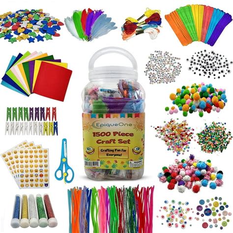 EpiqueOne 1500-Piece Craft Set for Kids – Arts & Crafts Kit for Use at ...