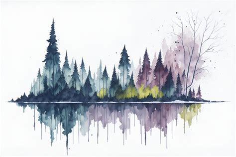 Premium AI Image | watercolor landscape forest