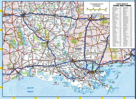 Louisiana map with rivers and lakes, parks and recreation area