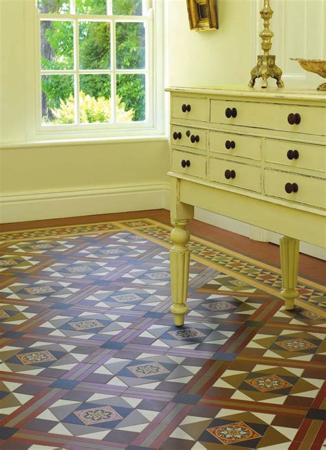 Victorian Floor Tile Lindisfarne Pattern with modified Stevenson Border in Royal Palladian ...