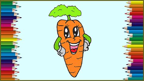 How to draw a cute carrot easy for beginners. Cartoon carrot drawing step by ste... | Easy ...