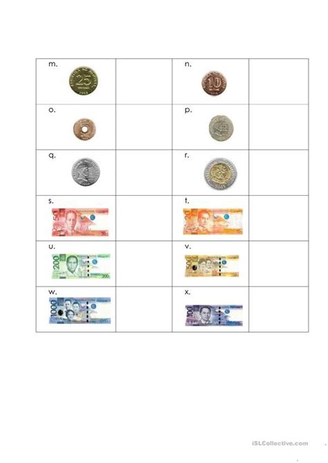 Money Worksheet-Philippines