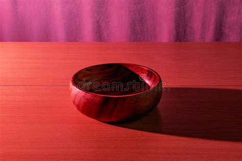 Handmade Wooden Round Deep Plate on the Table in Red Tones, Dishes for ...