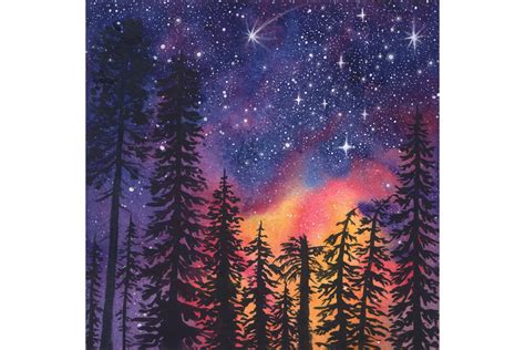 Enchanted Forest Painting Night Sky Original Art 6 X - Etsy