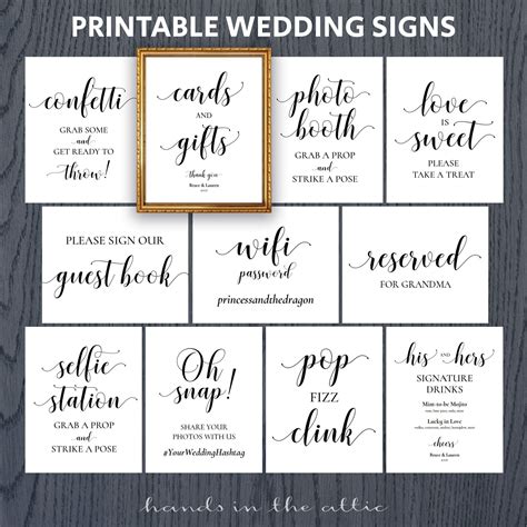 Printable Wedding Signs | Bundle | Hands in the Attic