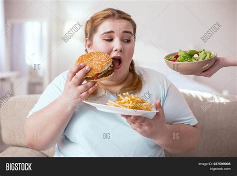 Junk Food. Fat Young Image & Photo (Free Trial) | Bigstock