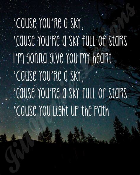 Sky Full of Stars by Coldplay Song Lyric Digital Printable: | Etsy