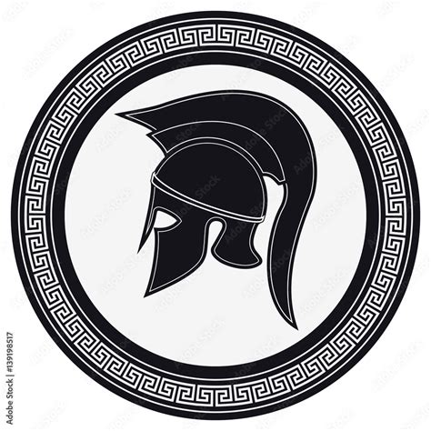 Ancient Greek Helmet with a Crest on the Shield on a White Background ...