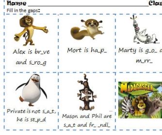 Cartoon Worksheet: Madagascar [Describing Characters]