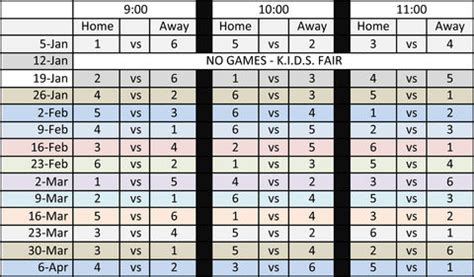 Indoor Soccer Schedule | Viking Sports