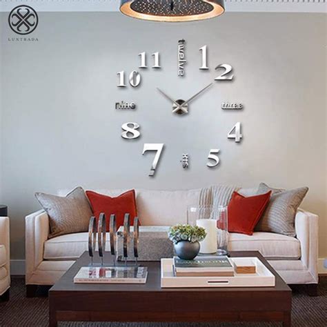 Luxtrada Frameless Wall Clock, Large Modern 3D Mirror Wall Clock Mute ...