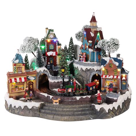 Animated Christmas village with train 35x45x35 cm | online sales on ...