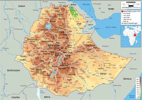 Ethiopia Map (Physical) - Worldometer