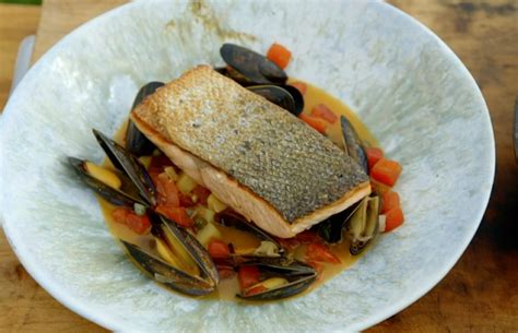 James Martin salmon with mussels and sauce vierge on James Martin's ...