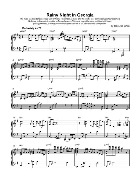 Tunescribers | Rainy Night in Georgia | Sheet Music