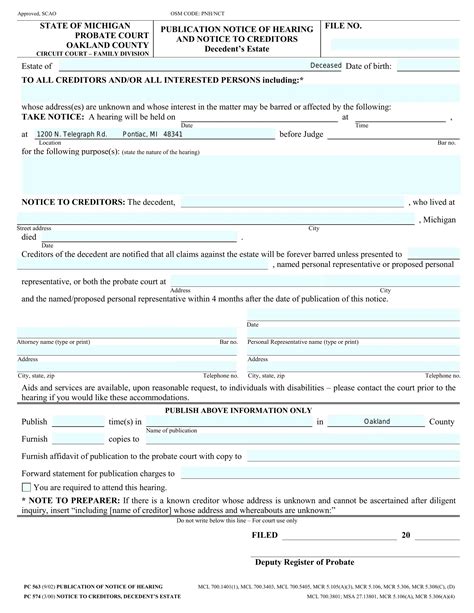 Can I Mail Notice To Creditors To Oakland County Court PDF Form - FormsPal