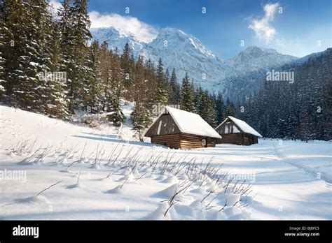 Winter snow mountain landscape with blue sky, Tatra Mountains, Poland ...