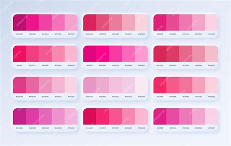 Premium Vector | Set pink pantone color palette in rgb hex Pink color ...