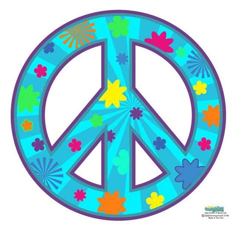 Peace Sign Groovy Teal - Create-A-Mural