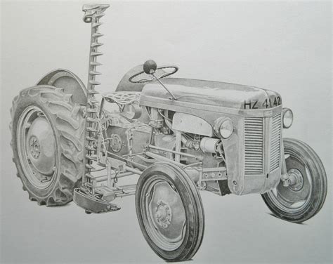 Pencil Portrait of Massey Ferguson Tractor, Drawn from photos emailed to me, please visit my ...