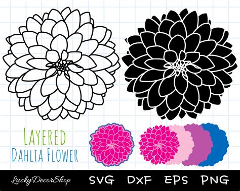 Dahlia SVG Layered Flower svg Flower Svg silhouette - Etsy España