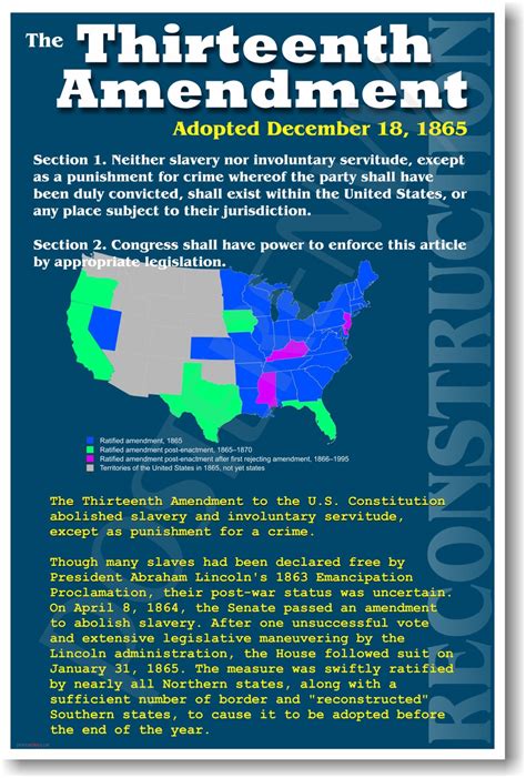 Reconstruction - 13th Amendment - U.S. Civil War History NEW POSTER (ss162)